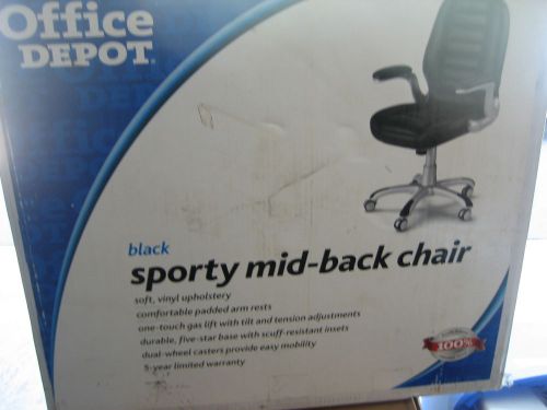 Sporty mid back,,,, black leather office chair,,,,,, chairs new, in the box for sale