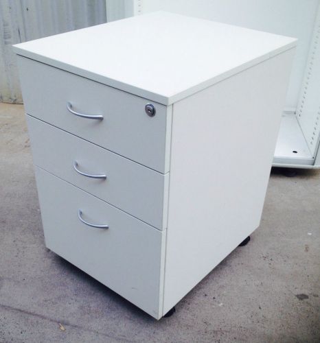 Light grey  3 drawer filing cabinet desk stationery office cupboard mobile wheel for sale