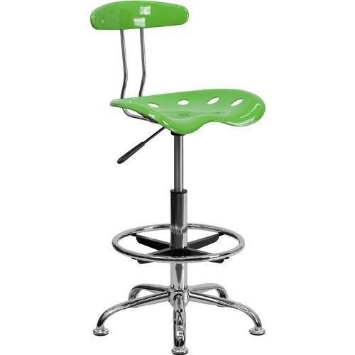Vibrant spicy lime &amp; chrome drafting stool w/ tractor seat - kid&#039;s office chair for sale