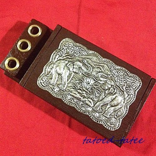 2 in 1 THAI HOLDER BUSINESS CARD BOX HANDICRAFT ELEPHANT HANDMADE WOOD VINTAGE