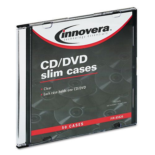 200 Innovera CD/DVD Polystyrene Thin Line Storage Cases, Clear - IVR85826