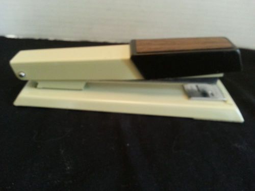 Vintage Stapler Bates 640 Custom Beige with Wood Grain Made In USA