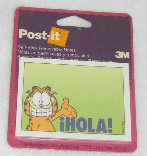 NEW! 1995 RARE HTF 3M GARFIELD JIM DAVIS POST-IT NOTES PAD ?HOLA! 40 SHEETS USA