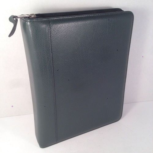 Franklin Quest Covey Full Leather Zip Around Classic Planner Binder Green