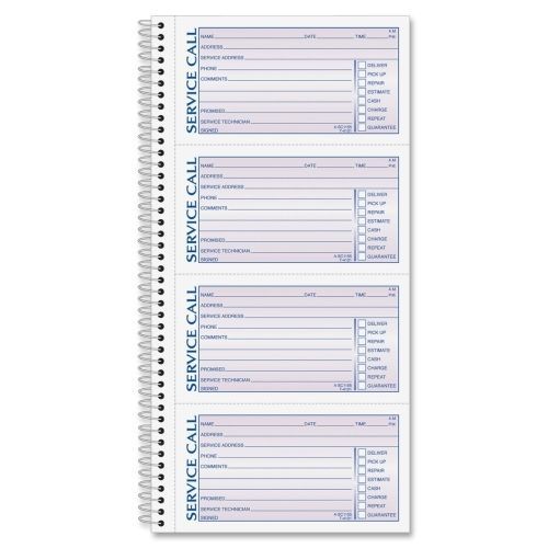 Adams Spiralbound Service Call Book - 2 Part - Carbonless - 11&#034;x5.25&#034; - 1Ea