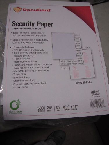 DocuGard Medical Security Paper, 8.5 x 11 Inches, Blue, 500 Sheets (04543)