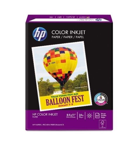 Hp color inkjet paper 96 brightness 24 lb 8-1/2 x 11 white 500 sheets for sale