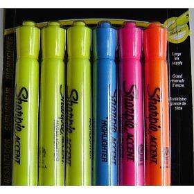 New Sharpie Accent Highlighter 6 pk w/smear guard 27876