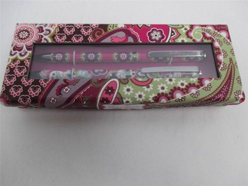 Vera Bradley Perfect Match Pen &amp; Pencil Set Very Berry Paisley NIP Black Ink