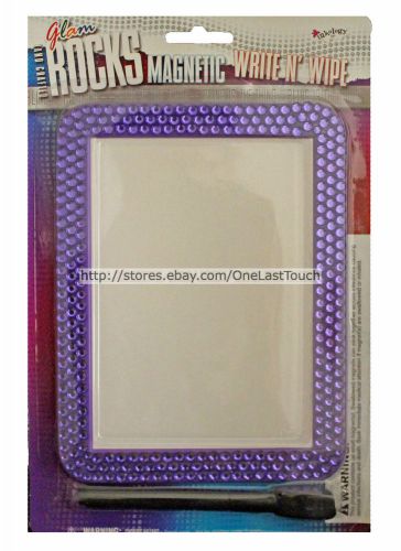 Glam rocks hand crafted purple bling rhinestone magnetic write n&#039; wipe dry erase for sale