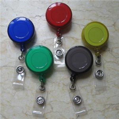 50 X ID Card Holder Reels Retractable Badge Clip Reel