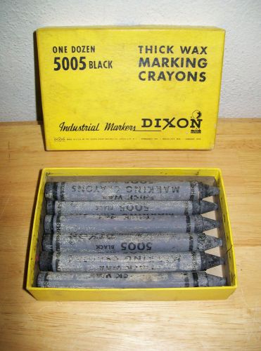 Box of 7 thick wax dixon industrial marking crayons - black for sale