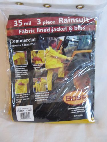 New boss commercial 35 mil 3 piece rainsuit fabric lined pvc jacket &amp; bibs xl for sale