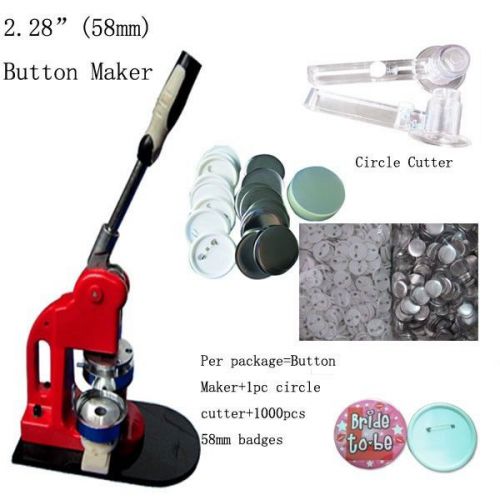 58mm Badge Making Kit=button maker+1pc circle cutter+1000pcs 58mm badges