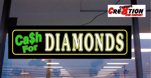 Led light box sign window sign -cash for diamonds neon/banner altern. 46&#034;x12&#034; for sale