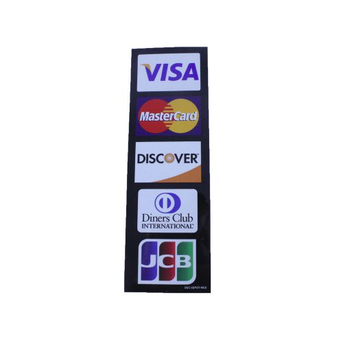 5 LOGO VERTICAL STICKER DECAL VISA+ MASTERCARD+ DISCOVER+ DINERS+ JCB