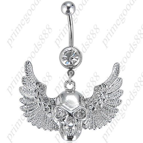 Stylish Skull Head Wing Pendant Belly Button Ring Body Piercing Body Jewelry