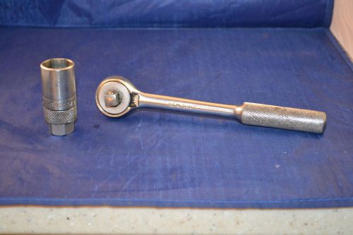 Vintage S&amp;K Ratchet 3/8&#034; &amp; S&amp;K 13/16&#034; Socket Nice