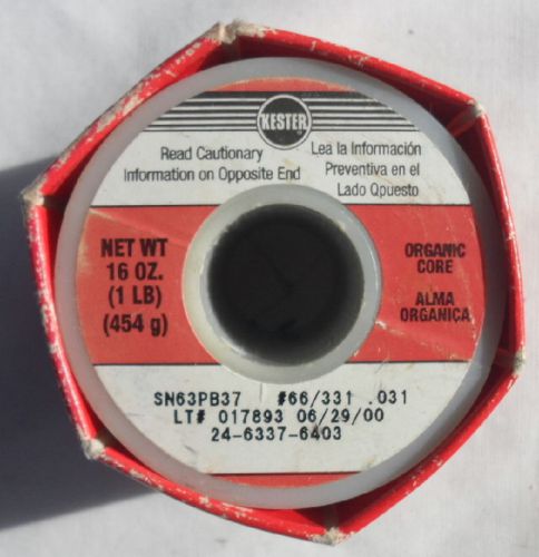 1LB NEW Kester QQ-S-571 Solder .031 Diameter Alloy SN63PB37 Made in USA