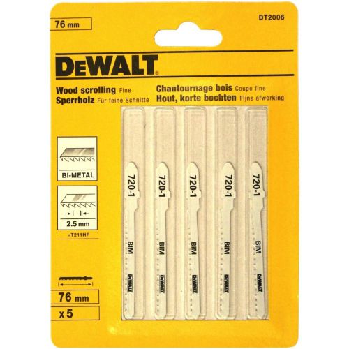 5 DEWALT DT2006 BI-METAL JIGSAW BLADES FOR WOOD SCROLLING FINE BOSCH T211HF