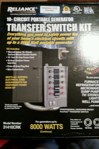 Reliance controls, 10 circuit portable generator transfer switch, model#31410crk for sale