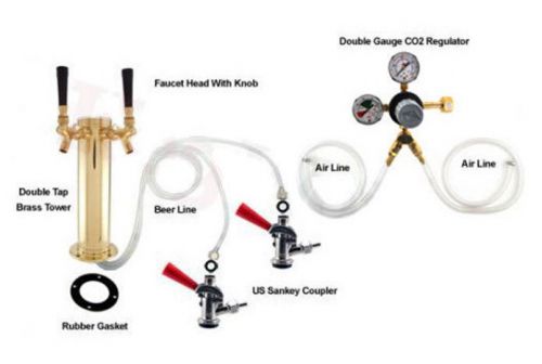 Double Tap Brass Tower Refrigerator to Kegerator Conversion Kit - Draft Beer Keg