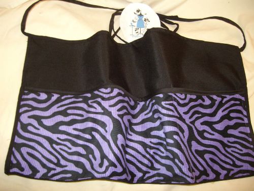 Black server waiter waitress waist apron  purple zebra  personalized opt. for sale