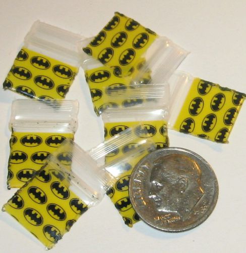 200 mini ziplock bags 1/2 x1/2 in. batman baggies 1212 apple brand reclosable for sale