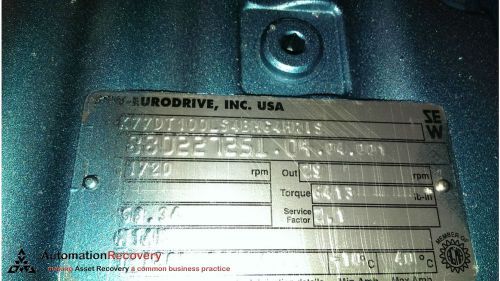 SEW EURODRIVE K77DT100LS4BMG4HRIS W/A PART NUMBER DFT100LS4BMG4HRIS, NEW