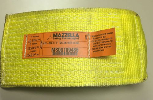 Mazzella EE2-806  3&#039; Web Sling Choker: 12,200# Vertical: 16300# Basket: 32600#