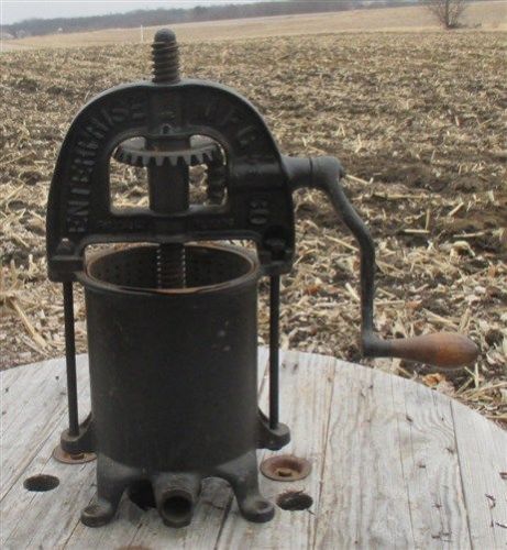 Enterprise 4 Quart Lard Press Cast Iron Sausage Stuffer Fruit Apple Cider Farm i