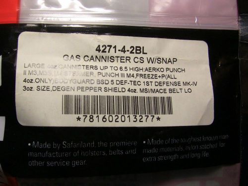 Safariland Safarigear gas cannister cs w/snap Black 4271-4-2BL NEW