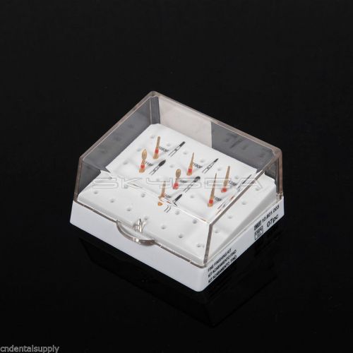 7 Pcs Dental Diamond FG Burs Drill 1.6mm + Bur Block Holder Disinfection Box