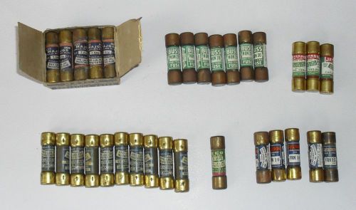 Lot of 36 Vintage Fuses By Buss Jefferson General Electric Major Gem Electric