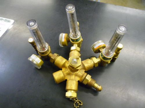 Cga580 manifold block 6 v.o. - with 2 victor regulators and 1 radnor regulator for sale