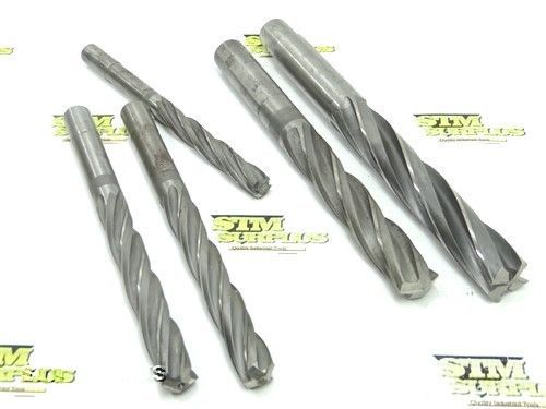 LOT OF 5 HSS CHUCK SHANK CORE DRILLS 5/8&#034; TO 1-1/8&#034; PTD