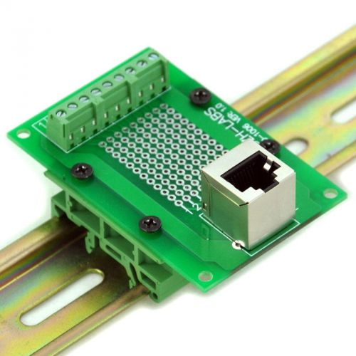 RJ45 8P8C Vertical Interface Module with Simple DIN Rail Mount Feet.