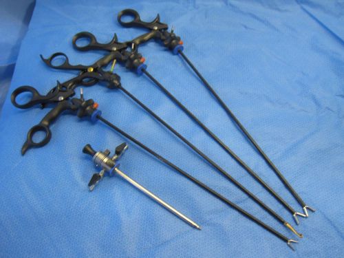 Olympus 5mm Laparoscopic instrument set of 5 w/Trocar/cannula , Exc Cond!