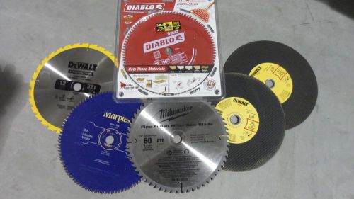 Mixed Lot of FIVE (5)  12 in. Bi-Metal Saw Blades Diablo Freud Brand New F/S