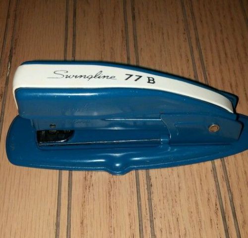 Vintage Swingline 77 B Desktop Office Stapler Blue White Working Art Deco