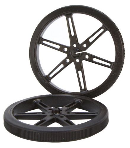 80mm diameter x 3mm bore Black Plastic Robot Wheels - pair (#595660)