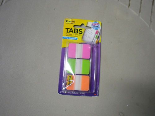 3M Post-It Tabs Solid Pink Green Orange 1&#034; - 12&#034; Tabs Per Color 36 Tabs 686-PGOT