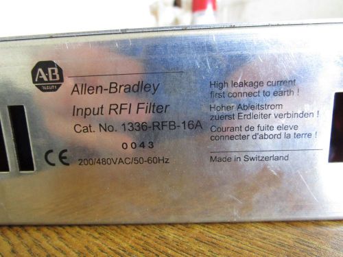 USED ALLEN BRADLEY INPUT RFI FILTER 1336-RFB-16A