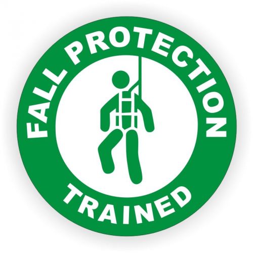 Fall protection trained hard hat decal | helmet sticker safety harness scaffold for sale