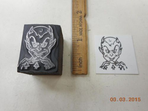 Printing Letterpress Printers Block, Grinning Devil Face