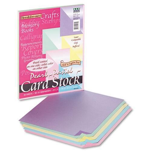 New pacon 09130 reminiscence card stock, 65 lbs., letter, assorted pastel pearl for sale