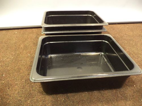 1/2 SIZE BLACK CAMBRO FOOD STORAGE CONTAINER 4&#034; DEEP