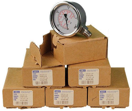 Lot of 6 nib wika 233.53 gauges, 0-2000-psi, 1/4 npt lm for sale