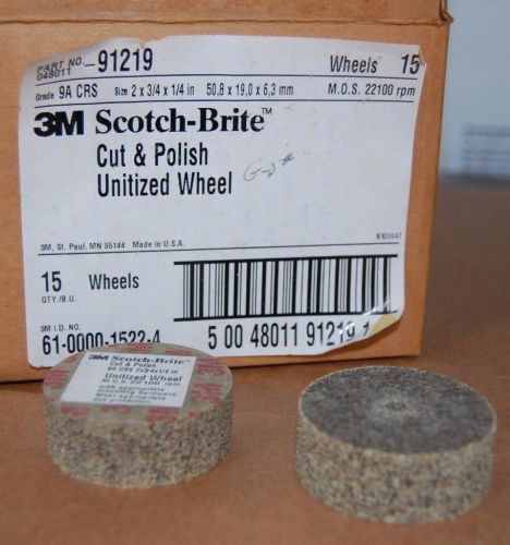 SIX (6)  3M 2&#034; X 3/4&#034; X 1/46&#034; CUT &amp; POLISH UNITIZED WHEEL, 9A CRS, M.O.S. 22100