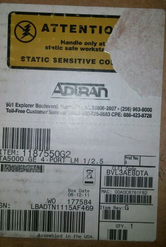 **NEW** ADTRAN, 1187550G2, BVL3AE8DTA, TA5K GE 4-PORT LM 1/2.5 **NEW**